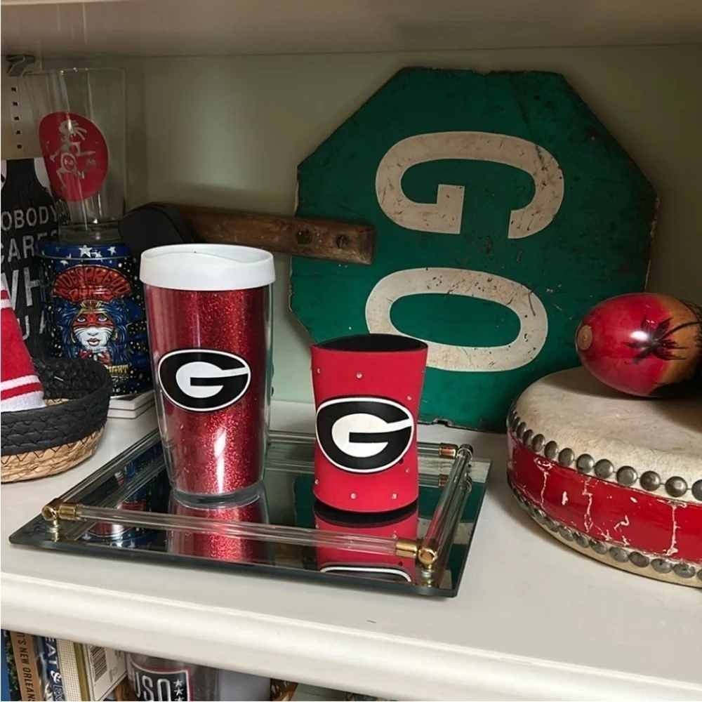 University of Georgia G Official Travel Mug New With Tags GO DAWGS SIC EM' SET 2